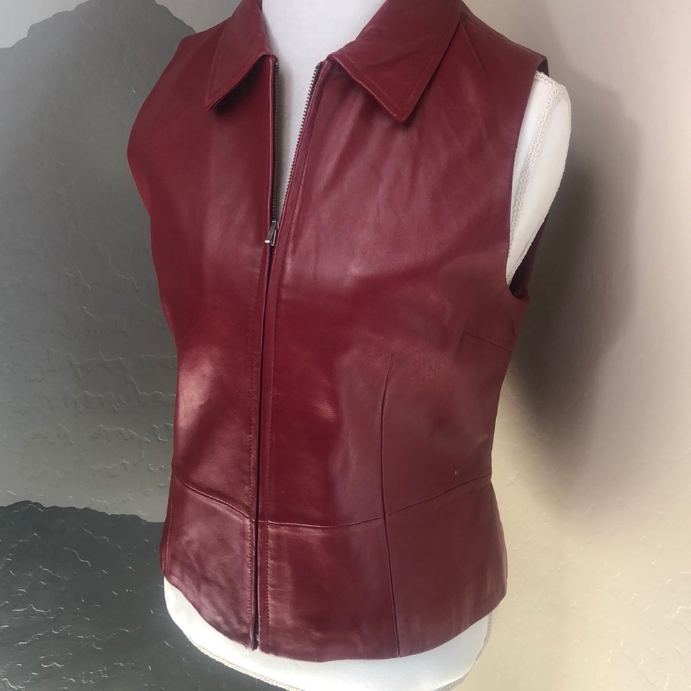 Red leather vest